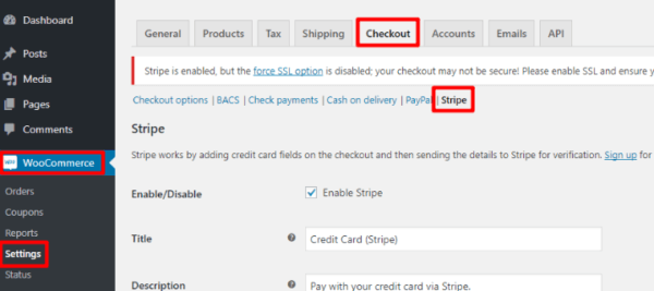 Stripe Payment Gateway on WordPress Online Store on WooCommerce