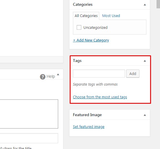Add New Post - Tags on the WordPress website
