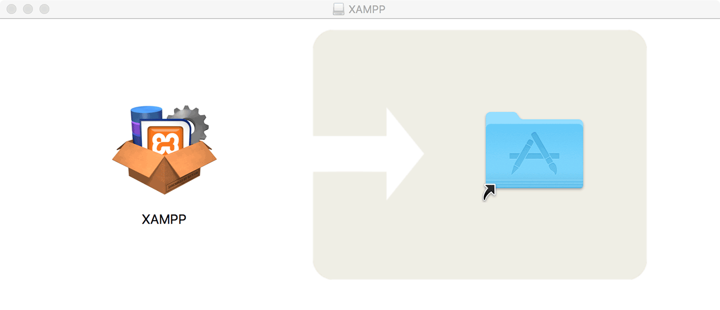 XAMPP install screen, drag to Applications folder