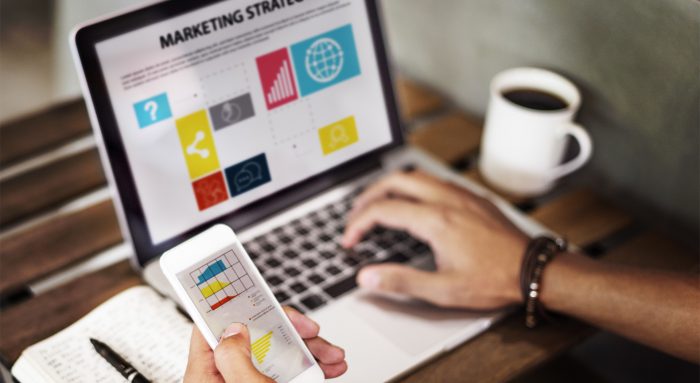 Marketing Strategy Connting Digital Devices Concept Marketing Strategy Connting Digital Devices Concept